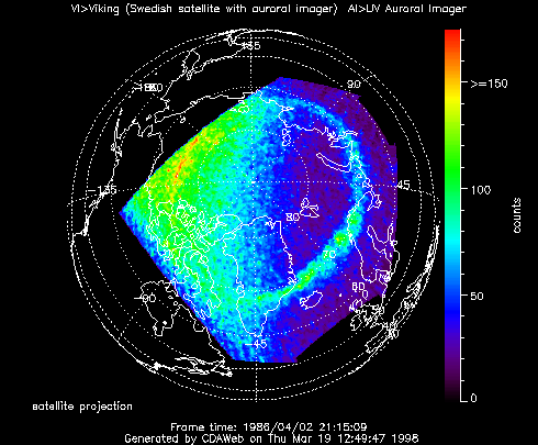 [Viking auroral oval mapped image plot]